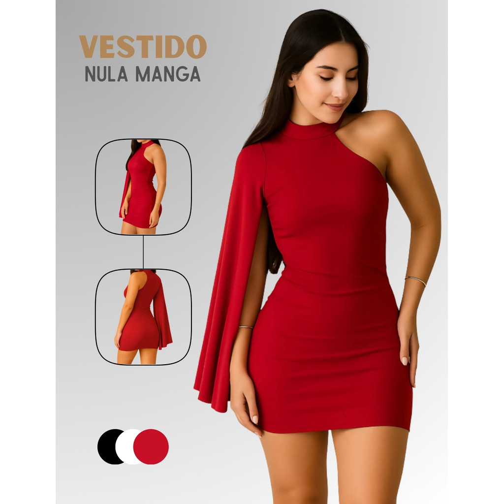 Vestido Curto Nula Manga Lateral Moda Gringa Suplex Premium Paty Show