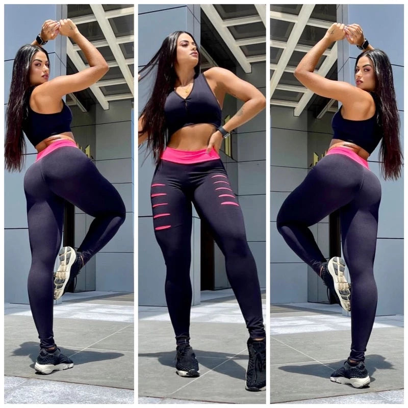 conjunto calça legging detonado leg treino mais top fitness calça feminina academia tendência