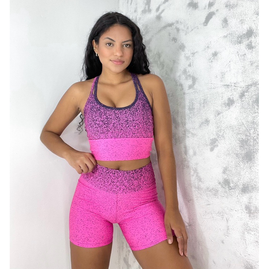 Conjunto Top e Short Degrade Fitness Para Academia e Exercícios Físicos