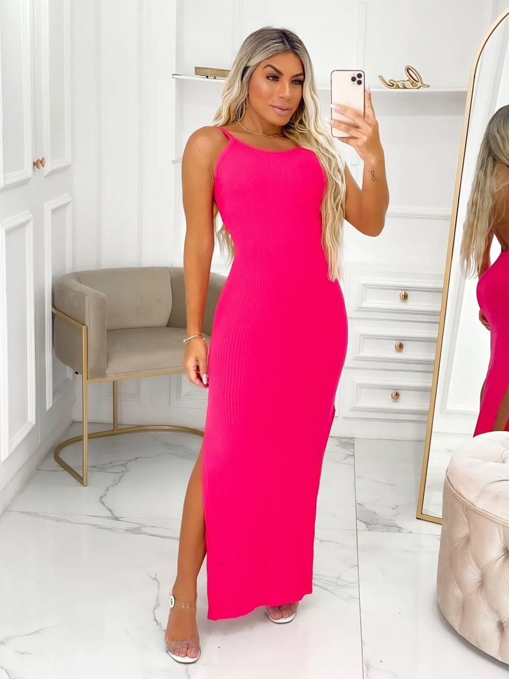 Vestido Feminino Longo de Alça COSTA NUA ,Canelado Lisa Malha,Tubinho Casual Moda Verão