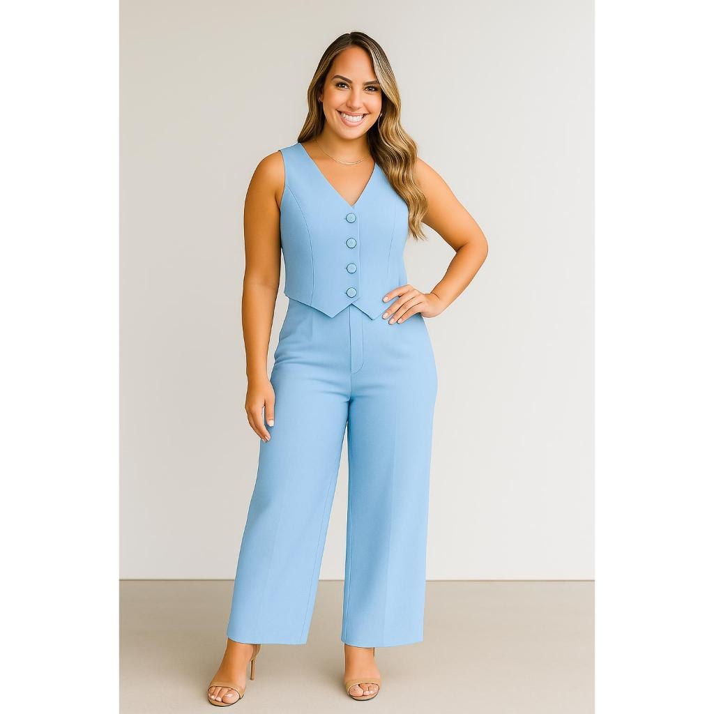 CONJUNTO FEMININO COLETE E CALÇA EN TECIDO ALFAIATARIA PREMIUM COM TOQUE SUAVE