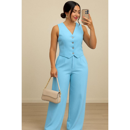 CONJUNTO FEMININO COLETE E CALÇA EN TECIDO ALFAIATARIA PREMIUM COM TOQUE SUAVE