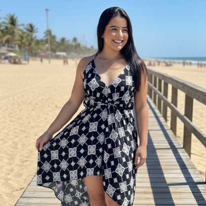 Vestido lenço de ponta multiformas envelope soltinho feminino indiano festas moda praia