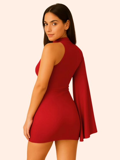 Vestido Curto Nula Manga Lateral Moda Gringa Suplex Premium Paty Show