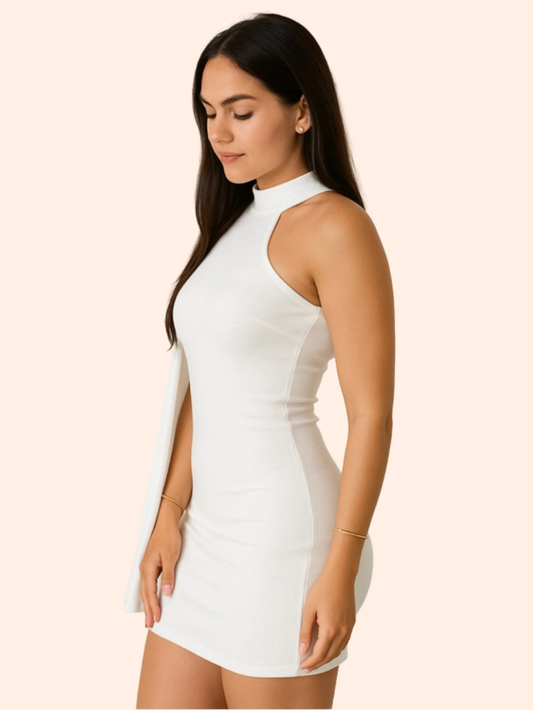 Vestido Curto Nula Manga Lateral Moda Gringa Suplex Premium Paty Show