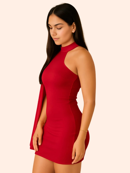 Vestido Curto Nula Manga Lateral Moda Gringa Suplex Premium Paty Show