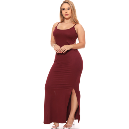 Vestido Feminino Longo de Alça COSTA NUA ,Canelado Lisa Malha,Tubinho Casual Moda Verão