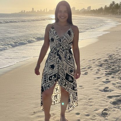 Vestido lenço de ponta multiformas envelope soltinho feminino indiano festas moda praia