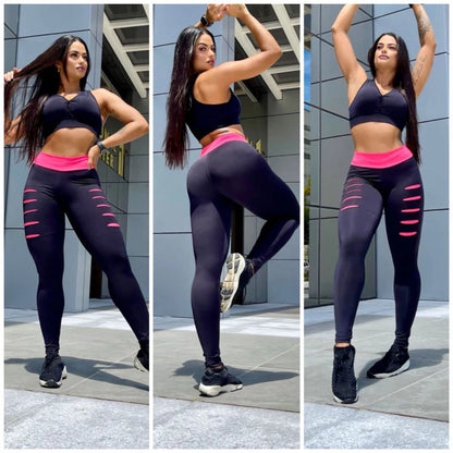 conjunto calça legging detonado leg treino mais top fitness calça feminina academia tendência
