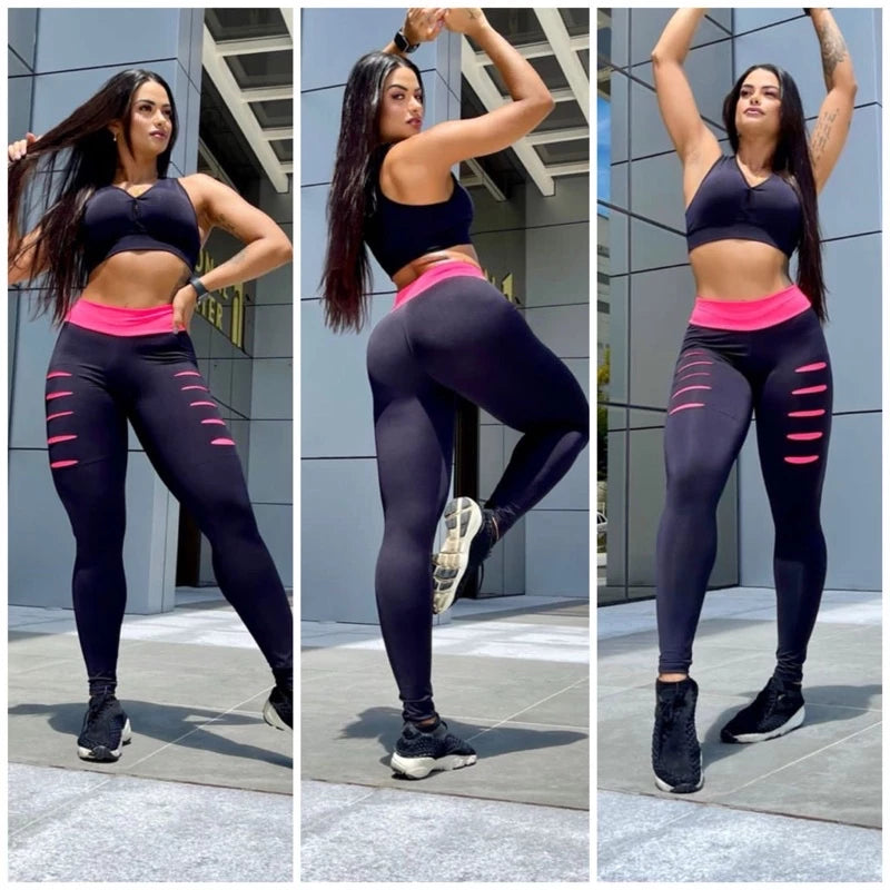 conjunto calça legging detonado leg treino mais top fitness calça feminina academia tendência