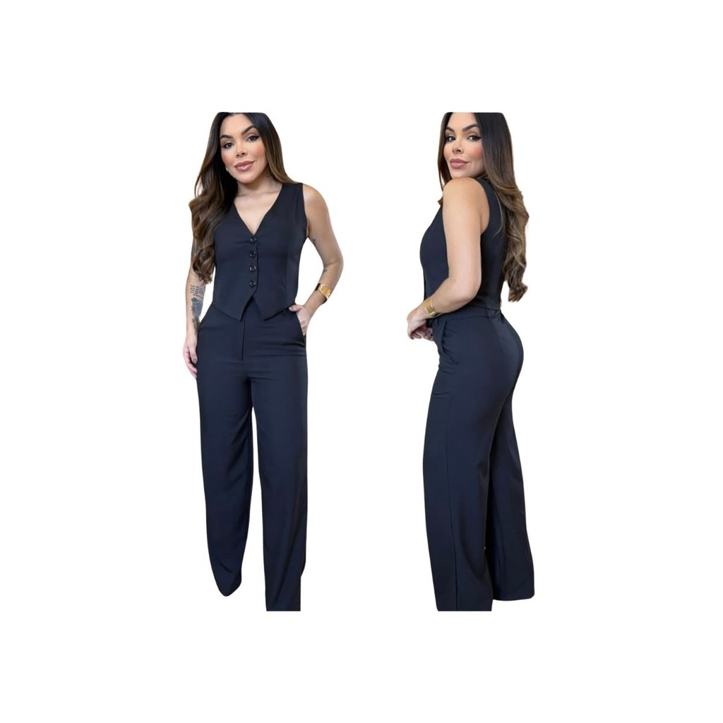 CONJUNTO FEMININO COLETE E CALÇA EN TECIDO ALFAIATARIA PREMIUM COM TOQUE SUAVE