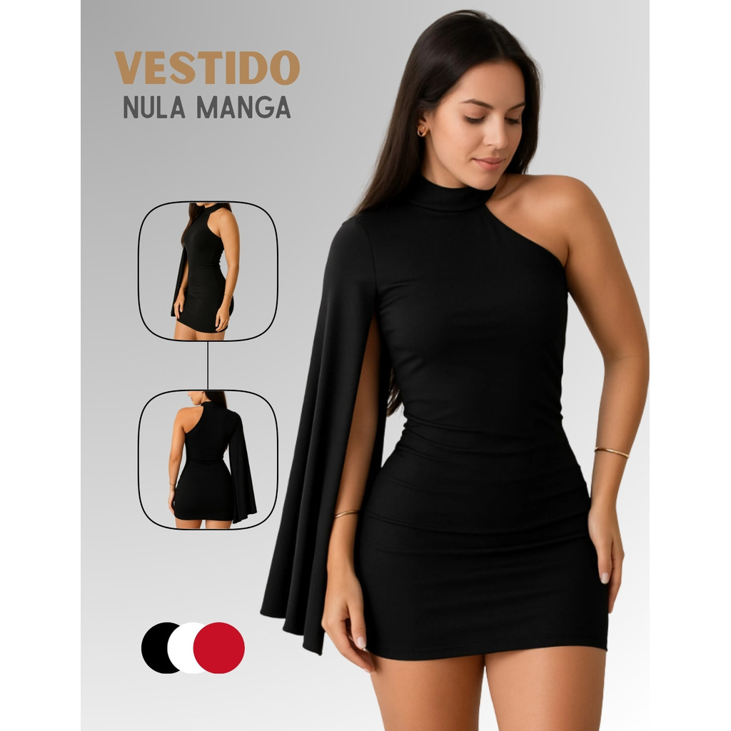 Vestido Curto Nula Manga Lateral Moda Gringa Suplex Premium Paty Show
