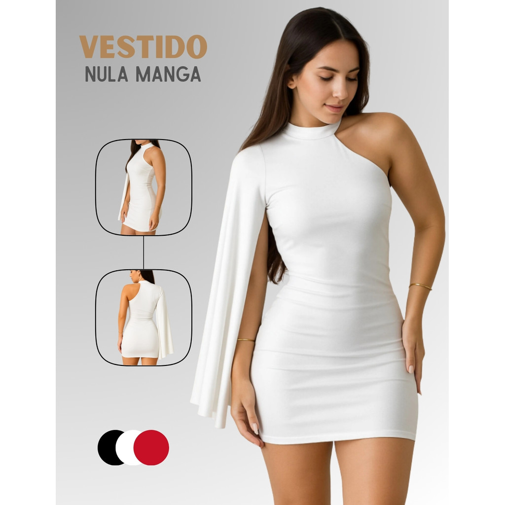 Vestido Curto Nula Manga Lateral Moda Gringa Suplex Premium Paty Show